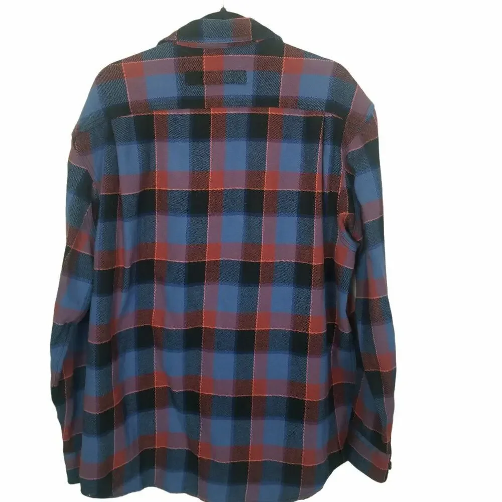 Duluth Trading Co Mens Plaid Flannel Shirt Size L Gorpcore Heavyweight Workwear